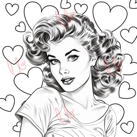 5 Pin Up Girl Coloring Pages Etsy