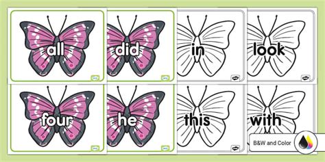 Kindergarten Sight Words On Butterflies Posters Twinkl