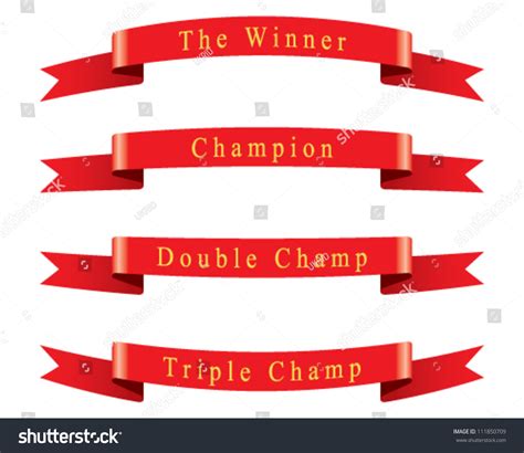 Winner Champion Ribbon Set Vector Stock Vector 111850709 Shutterstock