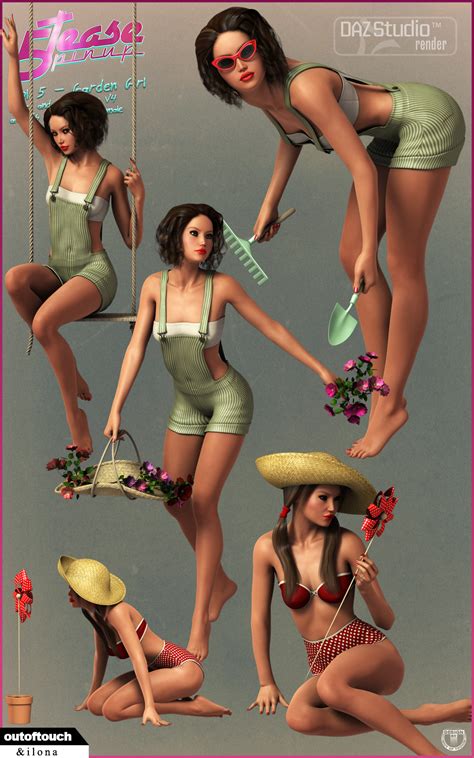 5tease pinup vol 5 garden girl poses and props for v4 and g2f 3d models 3d figure assets outoftouch