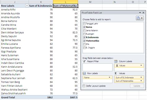 √ Pivot Table Excel Pengertian Fungsi And Cara Membuat