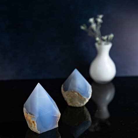 BLUE CHALCEDONY POINTS The Crystal Apothecary Co
