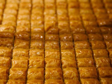Square Piece Of Turkish National Delight Baklava With Walnuts And Honey