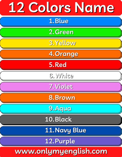 Colors Name List Of Colorcolours Name In English With Pictures