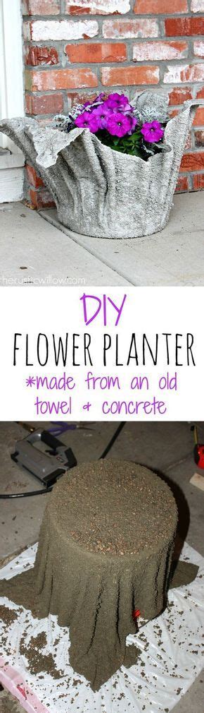 Diy Concrete Flower Planter Made From Just An Old Towel And Some