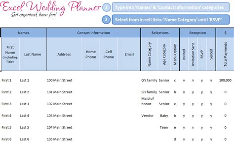 Initial wedding budget planning for number of guests. FREE Excel Wedding Planner Template - Download Today ...