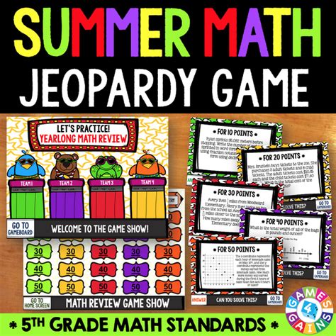 Jeopardy Math Review Game 5th Grade Games 4 Gains