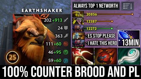 how to 100 deleted brood and pl with 13min scepter mid earthshaker amazing 1 echo slam k o dota