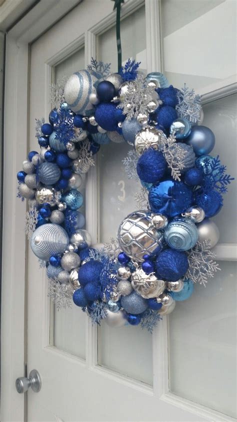 Blue Silver Ornament Wreath Christmas Silver Christmas Decorations