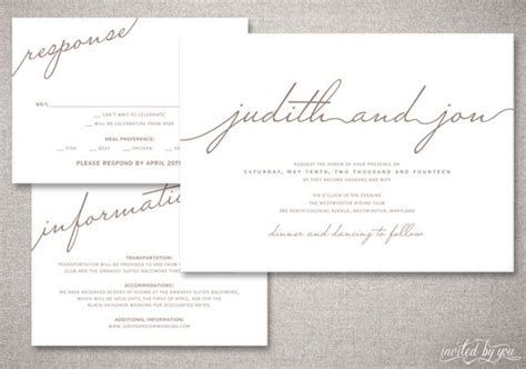 Modern Script Judith Wedding Invitations Suite Rustic Handwritten