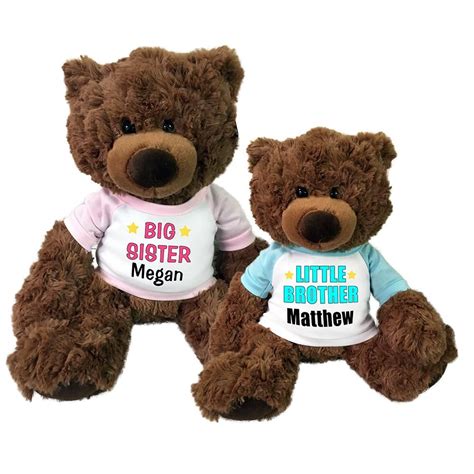 big sister little brother personalized teddy bears set of 2 coco bears 15 and 13