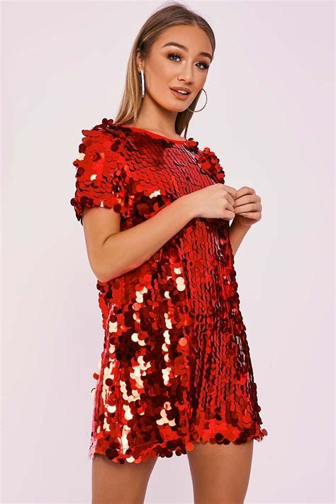 Red Sequin T Shirt Dress In The Style Ireland