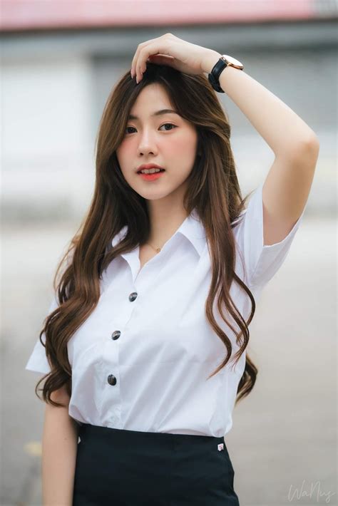 Asian Cute Gorgeous Women University Style School Girl Dress