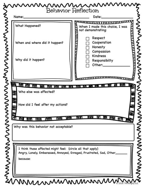 Behavior Reflection Think Sheet And Apology Classroom