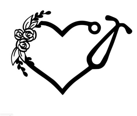 Stethoscope Monogram Sticker Iron On Floral Heart Shaped Etsy