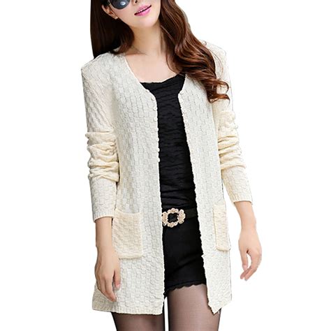 New Springandautumn Women Casual Long Sleeve Knitted Cardigans Autumn Crochet Ladies Sweaters