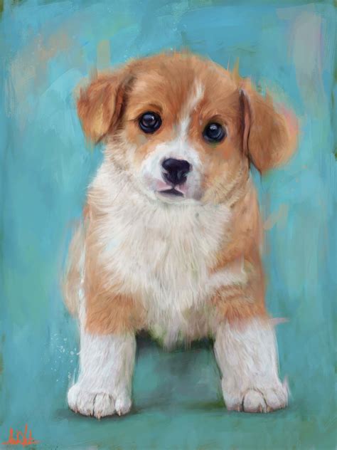 Cute Puppy Beagle Dog Baby Painting With Blue I Dont Use Oil Painting