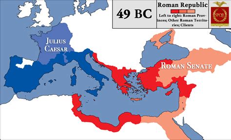 Roman Republic At The Beginning Of Caesars Civil War Illustration