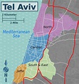 Mapa del barrio de Tel Aviv: alrededores y suburbios de Tel Aviv