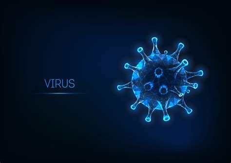 Futuristic Flu Virus Cell Isolated On Dark Blue Background 587405