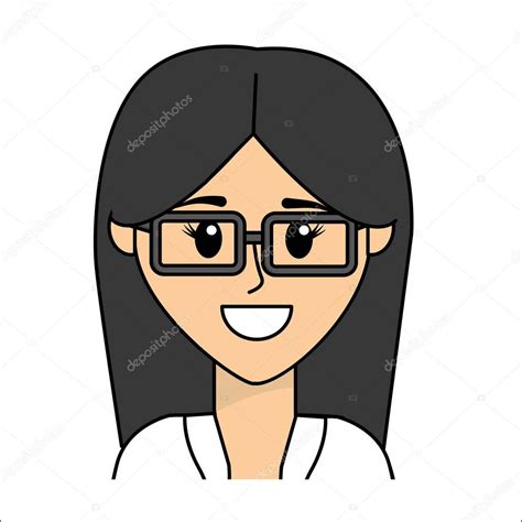 Ilustración vectorial del personaje de dibujos animados. Personas, mujer de cara feliz con lentes icono — Archivo ...