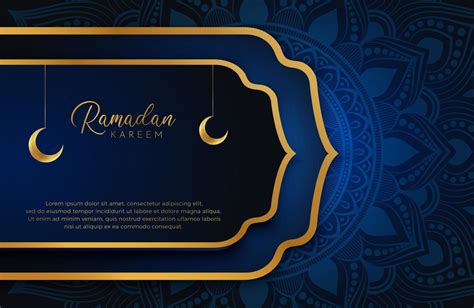 Ramadan Kareem Background With Gold And Blue Color Luxury Style Vector