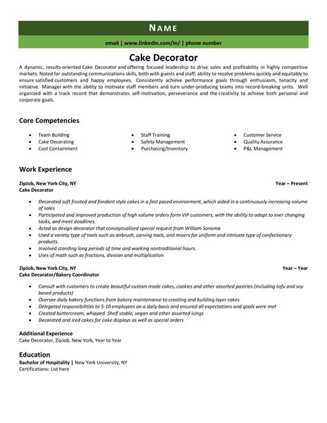 Cake Decorator Resume Example And Guideyour Complete Guide On How To