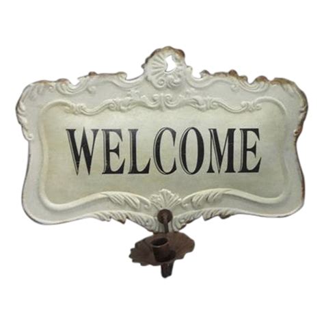 French Sign Welcome With Candle Holder Decochicfr