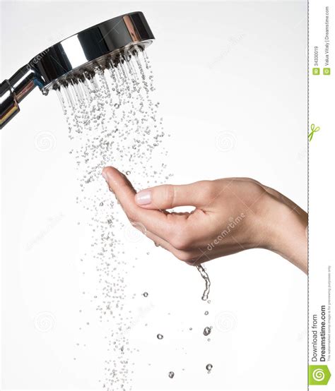 Female Hands Under The Stream Of Water From Shower Stock Image Image