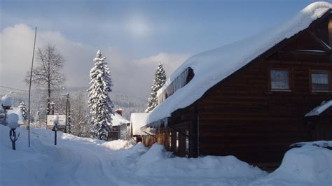 Brown Wooden House Snow House Winter Hd Wallpaper Wallpaper Flare