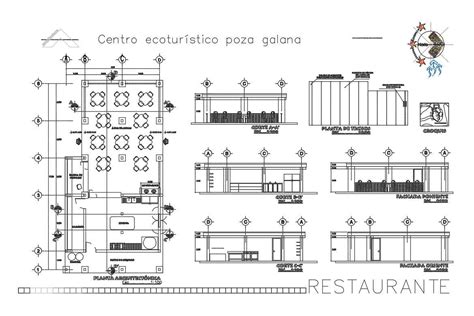 Restaurant Elevation Section And Plan Cad Drawing Details Dwg File