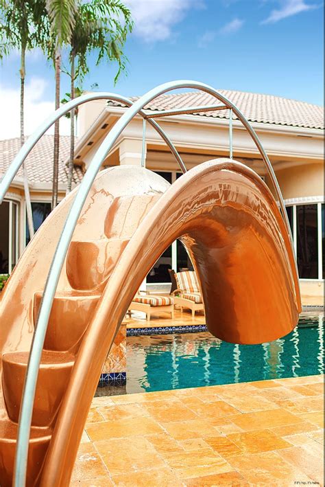 Splinterworks Custom Luxury Pool Slides In Stainless Steel And Resin