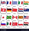 Simple color curved flags different country Vector Image