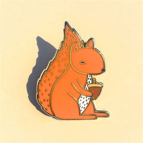 Red Squirrel Enamel Pin Cute Animal Pin Gold Plated Hard Etsy