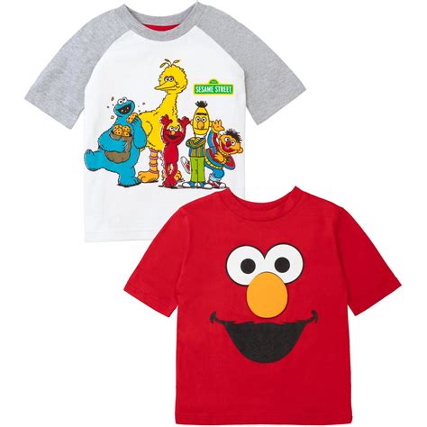 Sesame Street Elmo Cookie Monster Big Bird Toddler Boys 2 Pack T Shirts