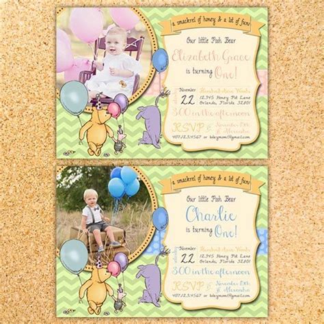 Winnie the pooh first birthday invitations. Custom Invitation Design | Winnie the pooh birthday, Photo ...