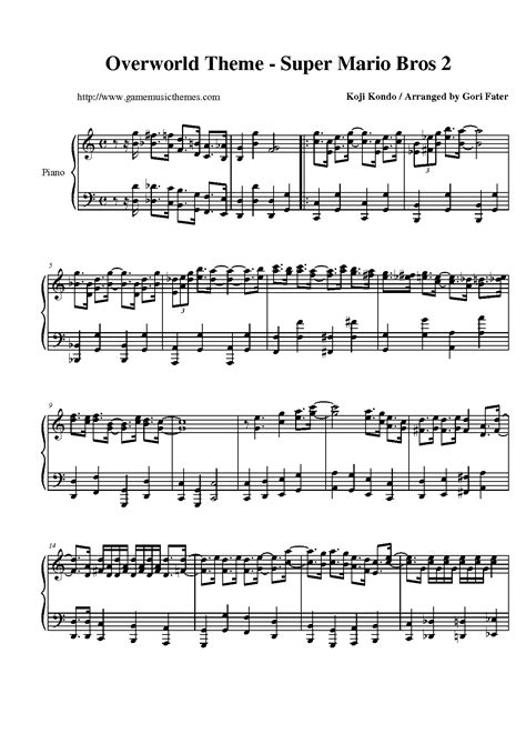 Game Music Themes Super Mario Bros 2 Sheet Music