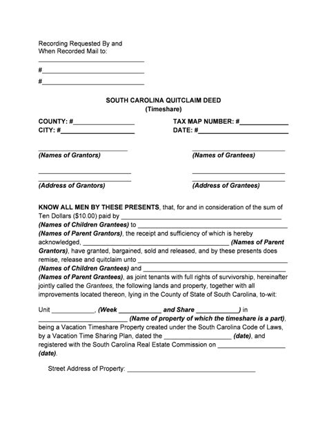 South Carolina Quitclaim Deed Form Fill Out And Sign Printable Pdf