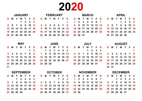 Printable 2020 Yearly Calendar Latest Calendar Календарь для печати