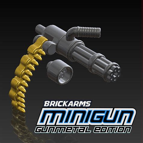 Brickarms Minigun With Bullet Chain Gunmetal Brickmania Toys
