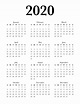 Free 2020 Calendar Printable One Page - Lovely Planner