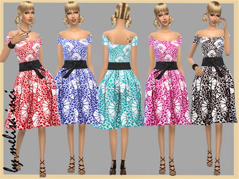 Off The Shoulder Floral Dress By Melisa Inci At Tsr Sims 4 Updates