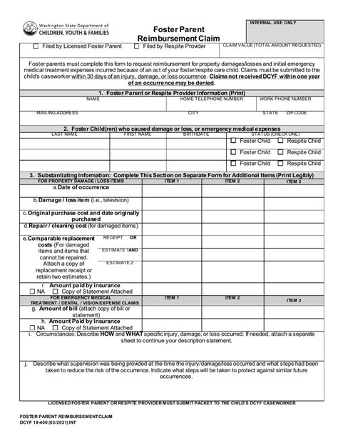 Dcyf Form 18 400 Download Fillable Pdf Or Fill Online Foster Parent