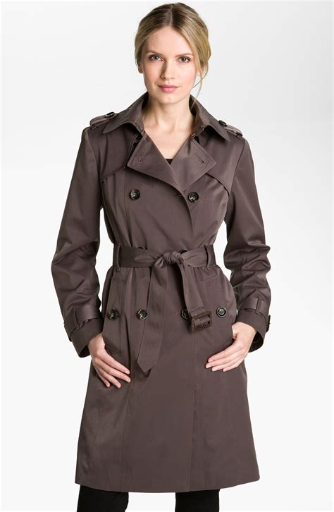 London Fog Double Breasted Rain Trench Coat In Gray Dark Truffle Lyst