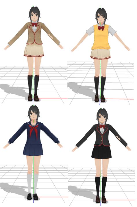 Mmd Yandere Simulator Uniforms Wip By Yokemaru On Deviantart