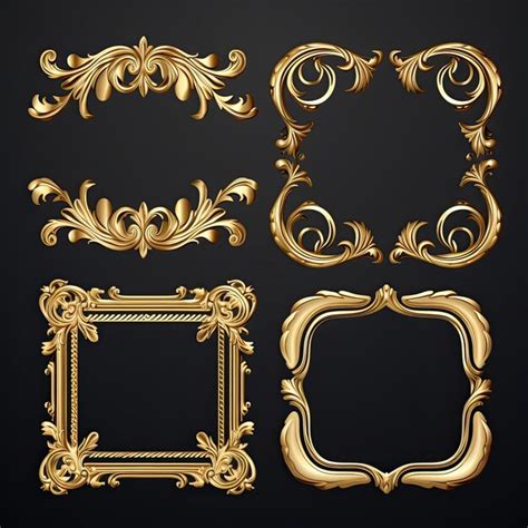 Premium Ai Image Set Of Golden Frames For Paintings Mirrors Or Photo