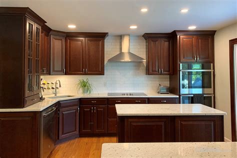 Traditional Kitchen With Cherry Java Raised Panel Cabinetry Cabinets