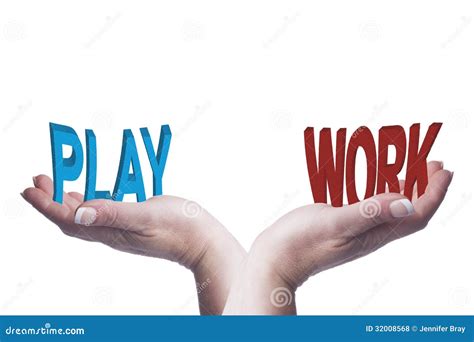 Female Hands Balancing Work And Play 3d Words Conceptual Image Stock