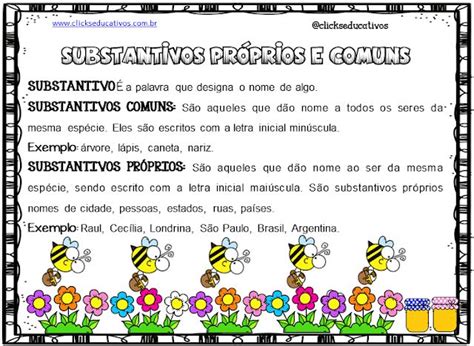 Atividades Para Ano Substantivo Pr Prio E Comum Clicks Educativos Substantivos Comuns E