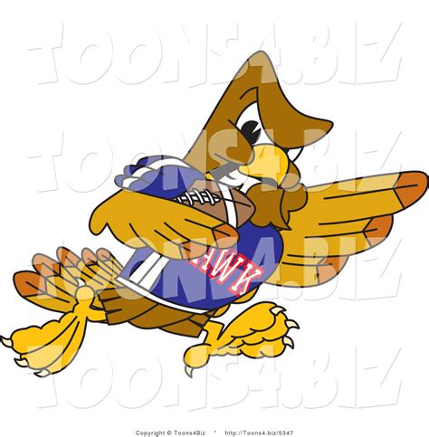 Vector Illustration Of A Cartoon Hawk Mascot Character Running With A